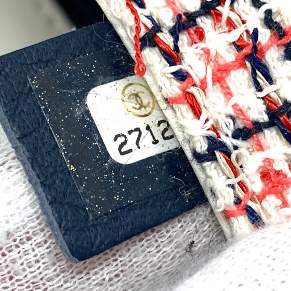 CHANEL CC Flap Pochette Chain Shoulder Bag Leather / tweed White x Red - Picture 9 of 13